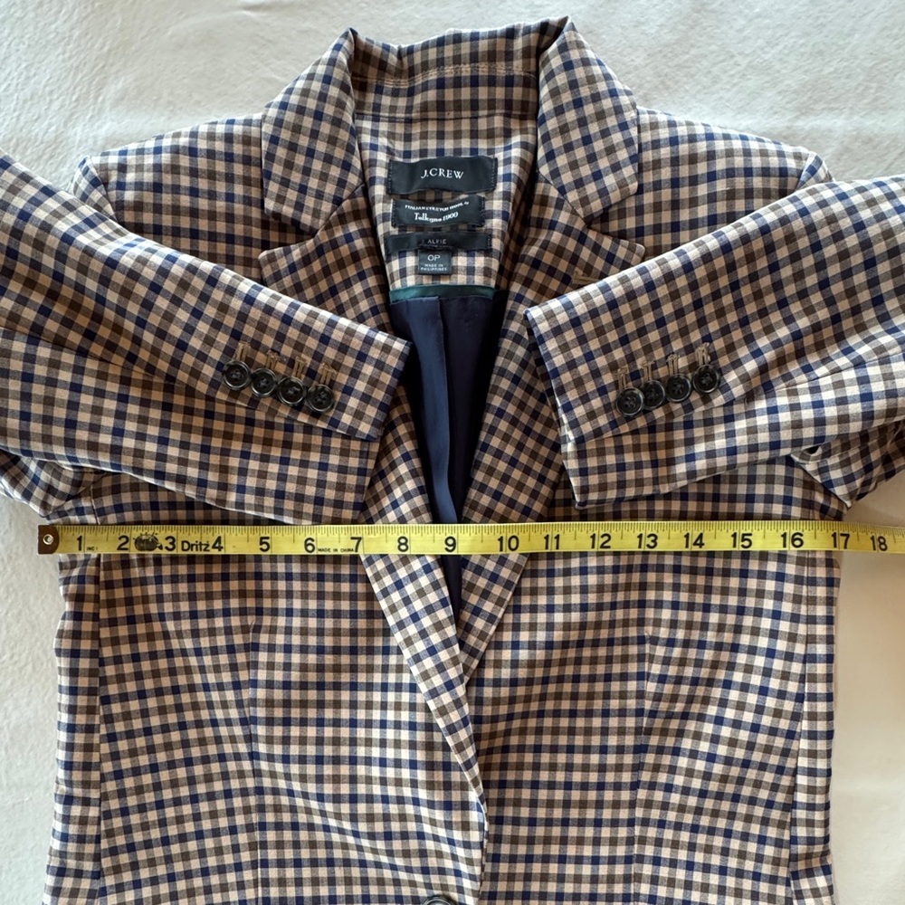 J Crew Alfie Blazer Italian Stretch Wool Honey Plaid (Sz 0P) - Picture 10 of 17